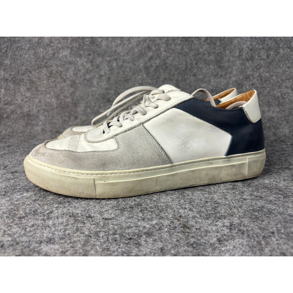 Beckett Simonon Low Top Sneakers Mens 8.5 White Navy Leather Suede Trainers
